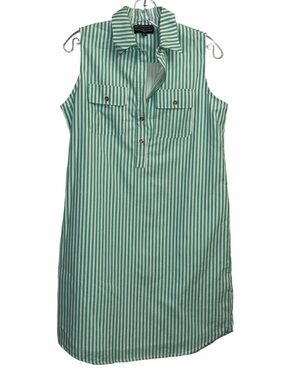 Duffield Lane Green and White Striped Shirt Dress